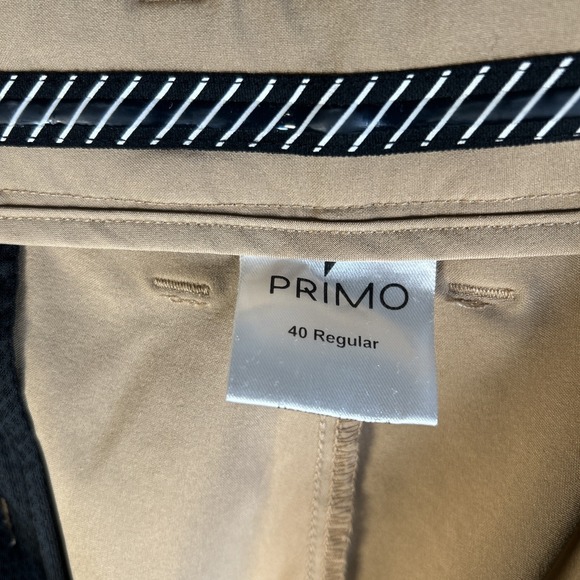 Primo Pants Mens 40x30 Beige Ankle Zip Golf Performance Stretch Logo - Picture 5 of 14
